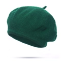 Classic dark green wool beret hat for women with minimalist vintage painter cap design - Green