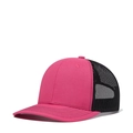 Pink and black mesh trucker hat with curved brim for outdoor sun protection - Adjustable / Pink + Black Mesh