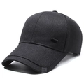 Gorra de béisbol clásica negro carbón con etiqueta Sport Fashion en sarga - Ajustable / Etiqueta Negra Gris