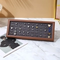 Walnut finish jewelry tray with dark grey velvet insert for 50 rings display - Walnut Frame with Grey Interior