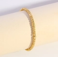 Minimalist 18K gold plated bead bracelet featuring polished metal spheres and cylinders - Real Gold Plated Bead Bracelet (NV01-1)