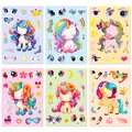 6er-Pack farbenfrohe DIY-Einhorn-Aufkleber für Kinder für kreative Bastel-Puzzles - Regenbogen Pony Stil (T01041627) / 6 Blätter/Packung