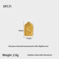 Detail view of gold-plated stainless steel star pendant with dimensions 19mm and rhinestones - DFC31-Sun Rays