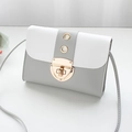 Chic grey and white color-block mini crossbody bag with gold metal clasp lock - Light Gray