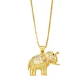 Gouden olifant ketting met micro-gezette zirkoon en getextureerde afwerking aan boxketting - Stijl A (Getextureerd met Witte Zirkoon) / Goud