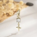 Titanium steel cartilage earring with gold finish, clear gemstone and star pendant - Gold Four-pointed Star Style (DZ016-4#)