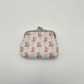 Pink vintage coin purse with clasp closure and cute bear bow print pattern - 3013-4# Bow-tie Bear