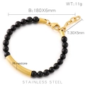 6mm black agate beaded bracelet with gold stainless steel rhinestone curved tube - Gold Inlaid Curved Tube (KB149471-KLHQ)