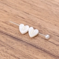 White heart shell bead with golden letter P and pearl accent for DIY jewelry - Letter P