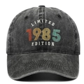 Gorra de béisbol gris oscuro lavado con bordado colorido 1985 Limited Edition - Negro 1985