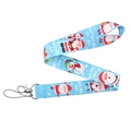 Hellblaues Weihnachts-Lanyard mit Weihnachtsmann-Motiven und HO-HO-HO Text für Ausweise - YZ31-6 Hellblau Weihnachtsmann