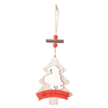 Christmas tree shaped wooden ornament with Santa silhouette and Merry Christmas banner - Tree Santa Claus