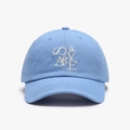 Casquette de baseball en coton bleu clair avec broderie 3D blanche et dessus souple - Réglable / Bleu