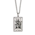 Silver rectangular The Emperor tarot card pendant necklace in vintage stainless steel - The Emperor / Steel
