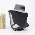 Outdoor grey sun hat with breathable mesh and adjustable drawstring for sun protection - Veil Shawl / Dark Gray