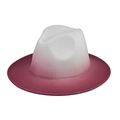 Detail of gradient fedora hat transitioning from white to burgundy with wool felt texture - Adult 56-60cm / Ombre Wine Red