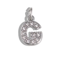 Silver letter G pendant charm with white rhinestones for DIY jewelry making - Letter G / Silver