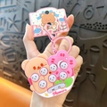 Cute pink bear whack-a-mole mini electronic game keychain bag charm accessory - Flower Bear Whac-A-Mole Machine Pendant / Pink