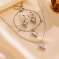 Silver stainless steel heart jewelry set including necklace, bracelet and earrings - Silver Steel Necklace Earrings Bracelet Set (B308-B310)