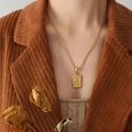 Collana vintage placcata oro 18 carati con pendente rettangolare lettera S da donna - Lettera S Oro
