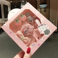 Rosa Kinderhaarschmuck-Geschenkset mit Schleifen, Blumen und Clips für Mädchen - 6#: Rosa Pfirsich Set