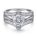 Luxury 925 sterling silver stackable ring set with large round zircon and pave stones - Tl-489
