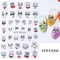 Glitter pink cartoon face nail stickers with cute eye expressions model STZ-CS232 - STZ-CS232 Cartoon Eye Expression