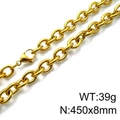 Chunky 18k gold plated stainless steel oval link chain necklace with lobster clasp - 8mm / 45cm