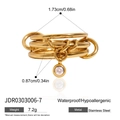 Gold stainless steel multi-layer stackable ring with zircon pendant for women - Gold (JDR0303006-7) / Size 7 / Inner Diameter 1.73cm
