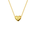Collier cœur en acier titane doré avec pendentif arborant la lettre W en relief - Lettre W (S-P143-W)