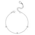 Elegante bracciale a catena in argento con tre zirconi tondi e chiusura a moschettone - Argento