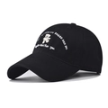 Classic black cotton baseball cap with embroidered bear and motivational text decoration - Black Cartoon Bear