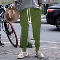 Grüne Strick-Jogginghose für Herren mit Kordelzug und gerippten Bündchen für Outdoor-Sport - S / Armeegrün