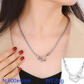 Collana a catena serpente in acciaio argento con chiusura a cuore lunga 600mm - Catena a Corda Argentata Chiusura a Cuore(KN234628-Z)