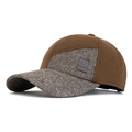 Men's winter baseball cap with ear flaps in brown and grey patchwork style - Adjustable / Khaki