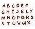 Set of 26 DIY alphabet charms in black enamel with golden metal finish for jewelry - Alphabet Set (DY147) / Set of 26 / Style 49 KC Gold Black