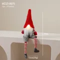 Lighted Christmas gnome with red hat and striped legs on a minimalist arch base - Long Leg Shorts Gnome with Light (WZ23-007S)