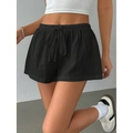Pantaloncini casual neri da donna con coulisse, vita elastica e vestibilità morbida - XS / Nero