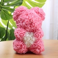 Pink and white rose bear with a white heart detail made of foam flowers - 23CM Naked Bear (Without Box) / Clear Pink with White Heart
