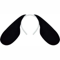 Cerchietto per cosplay con lunghe orecchie di cane nere in peluche per feste ed eventi - Cerchietto per Cani Bianco