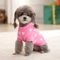 Pink knitted pet sweater with white polka dots for small dogs in cozy indoor setting - S / Pink Polka Dot
