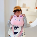 Pink plush rabbit crossbody bag for girls with adjustable embroidered strap - Pink