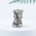Mini Schnauzer figurine made of colorful crystal gravel and resin in sitting pose - 50 Primary Color Agate