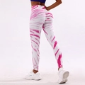 Women's pink and white tie-dye high waisted yoga pants with scrunch butt lift effect - S / 3D Red Stripe