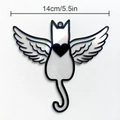 Rainbow suncatcher in cat angel shape with heart detail and 14cm width dimensions - TYSC018: Optical Rainbow Prism Angel Cat