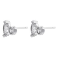 Detail of silver marquise and round cut crystal earrings with polished bezel setting - Platinum White Zirconia