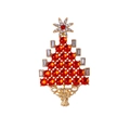 Christmas tree brooch with golden metal base, red beads and sparkling crystal rhinestones - Red Christmas Tree Rhinestone Style (HC0580红)