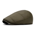 Men's winter flat cap in army green ripstop fabric with vintage checkered texture - Army Green / Adjustable