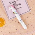 Cartoon unicorn 10-color shuttle pen with white barrel and rainbow prints for kids - Unicorn White