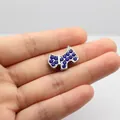 DIY dog-shaped accessory with silver base and sparkling sapphire blue rhinestones - 8MM Dog - Dark Blue